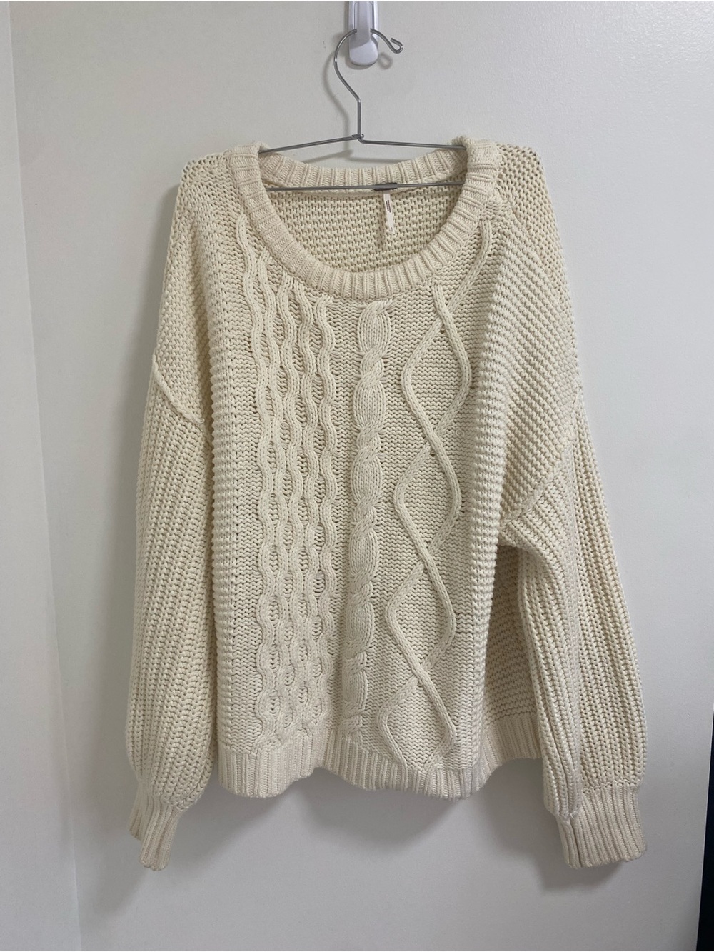 Free People Cream Cable Knit